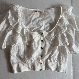 We The Free White Puff Sleeve Crop Blouse
